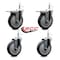 Service Caster 5'' Thermo Rubber Swivel 7/16'' Stem Caster Set 2 Total Lock Brake, 4PK SCC-GRTTL20S514-TPRB-716138-2-S-2 - alternate 5